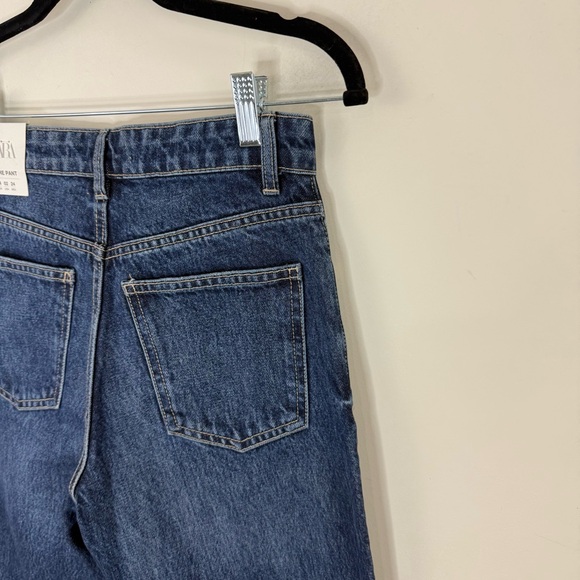 Zara Women Flare Leg Jeans Size 2 High Rise Dark Wash Festival Bohemian NWT - Picture 9 of 14